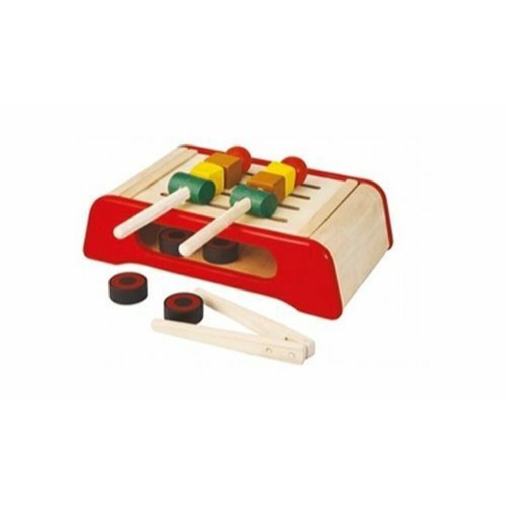 The BBQ Grill w\ Tongs Kabobs Charcoal Wooden Play Blocks - Plan Toys 3460